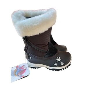 Baffin Switzerland Kids Snow Boots Black Faux Fur Snowflake Size 5 NWT
